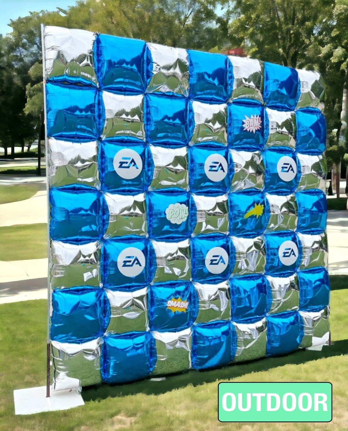 [10x10FT] OUTDOOR Mirror Square Balloon Wall with 12 Custom Prints