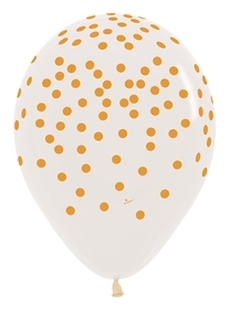 11 inch Gold Confetti Print on Clear Latex Balloon