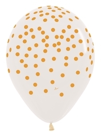 11 inch Gold Confetti Print on Clear Latex Balloon
