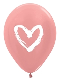 11 inch Rose Gold Painted Heart White Latex Balloon