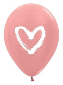 11 inch Rose Gold Painted Heart White Latex Balloon