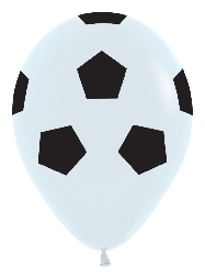 11 inch Soccer Ball Print on White Latex Balloon