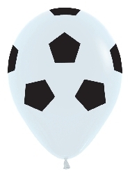 11 inch Soccer Ball Print on White Latex Balloon
