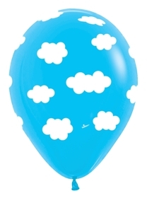 11 inch White Clouds on Fashion Blue Latex Balloon