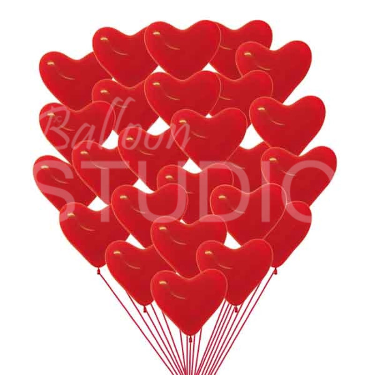 [1-DAY] 25 Red Heart Latex Balloons