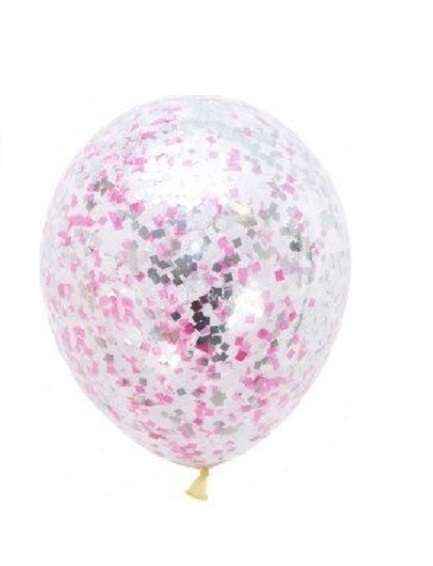 16 inch Pink and Silver Confetti Balloon