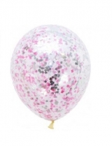 16 inch Pink and Silver Confetti Balloon