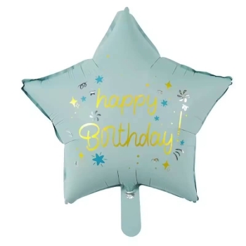 18" Foil Happy Birthday Pastel Blue Star balloon