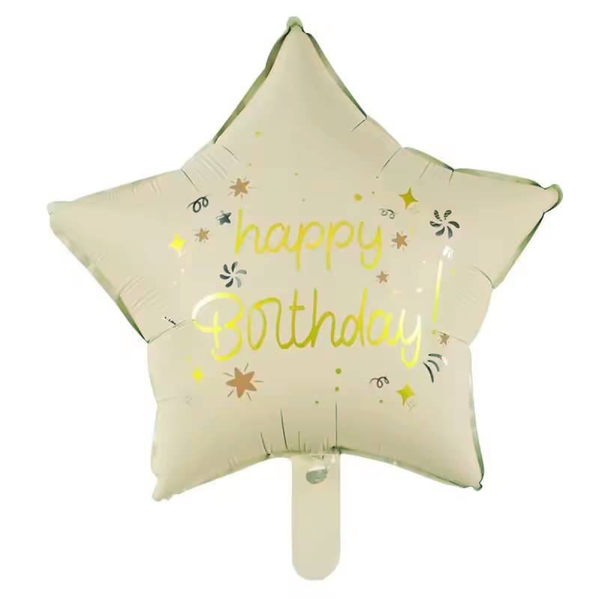 18" Foil Happy Birthday White Sand Cream Star balloon