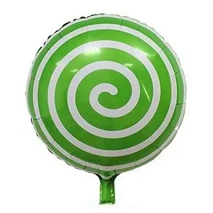 18" Round Green Lollipop Balloon