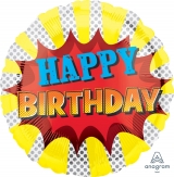 18" Foil HBD Super Hero Birthday balloon