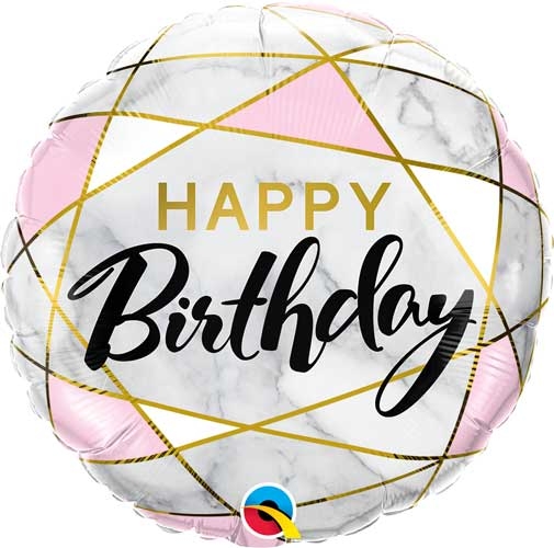 18" Foil Marble Rectangles Birthday