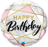 18" Foil Marble Rectangles Birthday