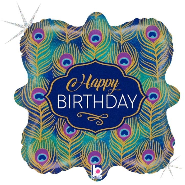 18" Glitter Peacock Happy Birthday