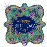 18" Glitter Peacock Happy Birthday