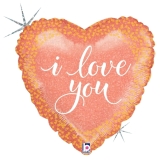 18" I love you Rose Gold Confetti balloon