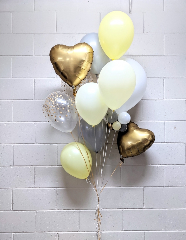 Yellow & Grey & Polka & Confetti Balloon Bouquet