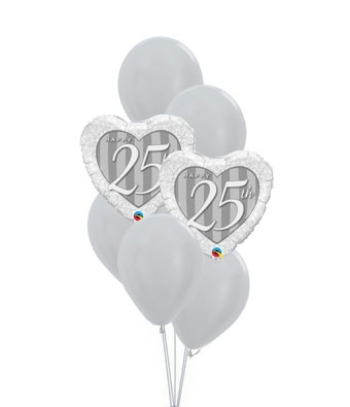 25th Anniversary Bouquet Silver Hearts