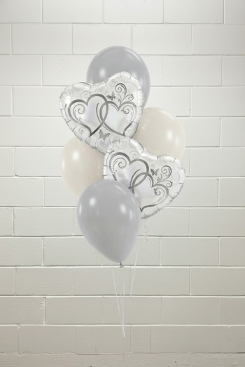 25th Anniversary Intertwined Hearts Balloon Bouquet of 6