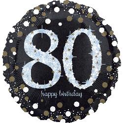18" Foil Birthday 80 Sparkling Holographic