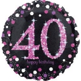 18" Foil Birthday 40 Holographic Pink Celebration