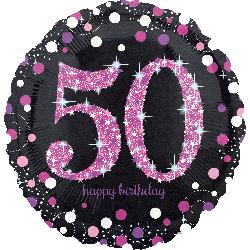 18" Foil Birthday 50 Holographic Pink Celebration