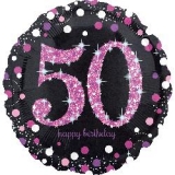18" Foil Birthday 50 Holographic Pink Celebration