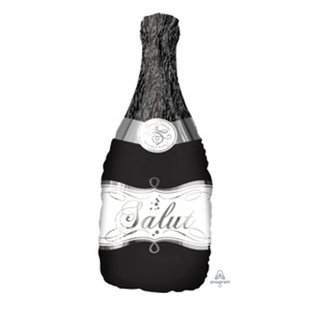 Bubbly Wine Bottle Black Supershape