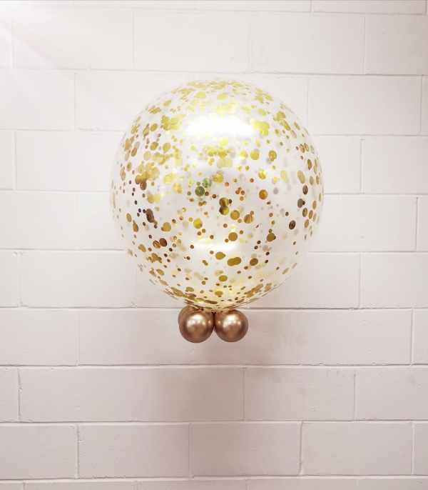 36 Inch Gold Confetti with Chrome Collar