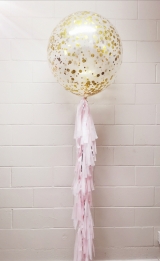 36 inch Gold Confetti with Full Pink Tassel