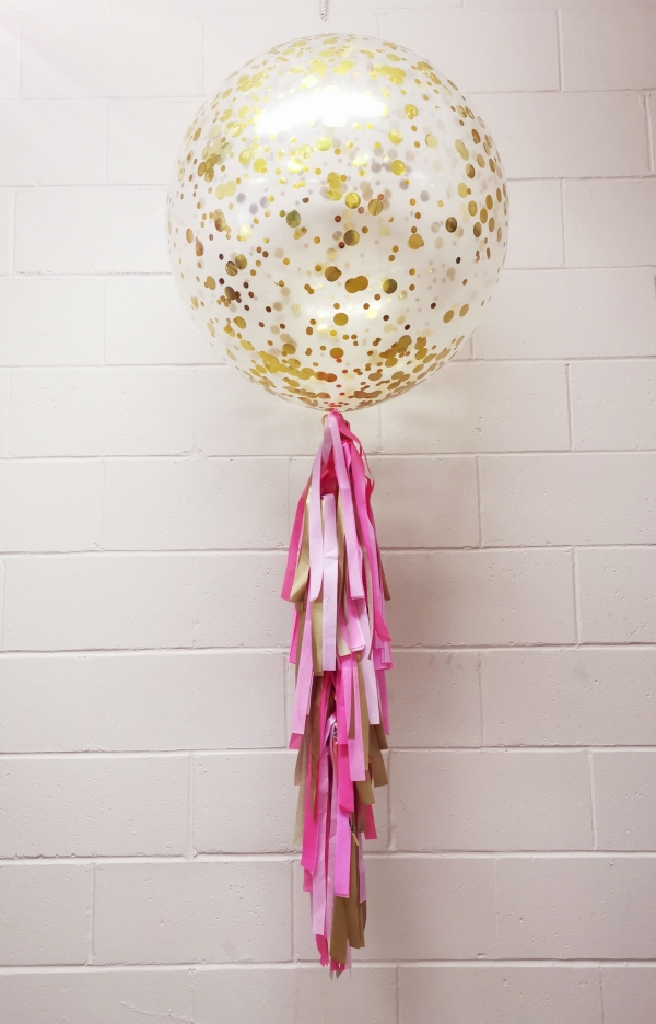 36 Inch Gold Confetti with Half Tassel.