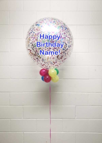 36 Inch Rainbow Confetti & Collar Sparkle Balloon with Custom Name