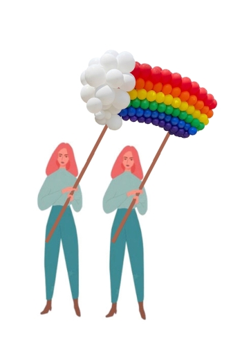 4FT Balloon Double Wand - Rainbow Parade Float March Poles