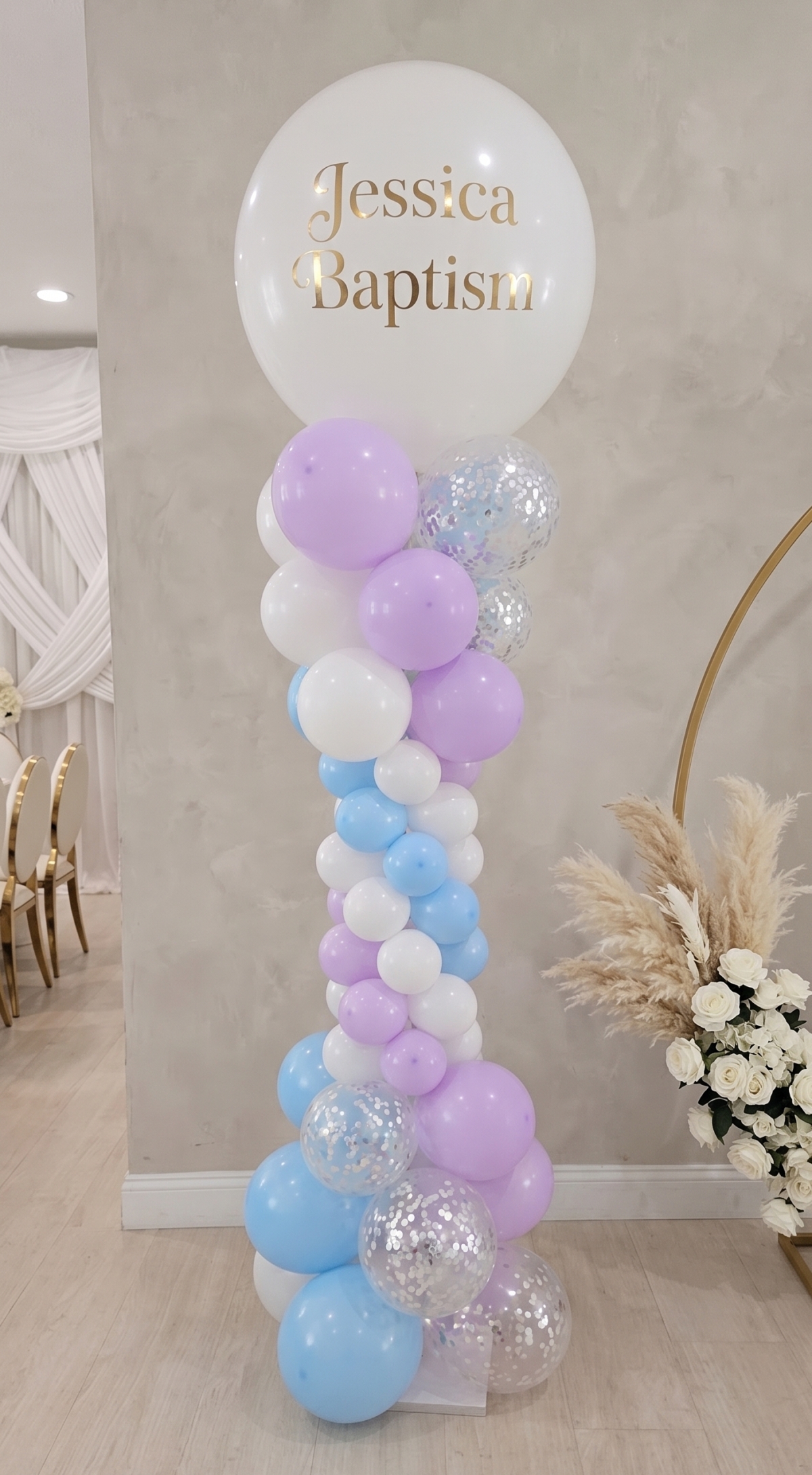 7ft Baptism Custom Message Balloon Tower INDOOR