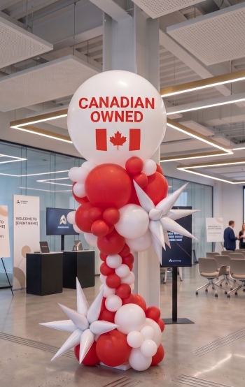 7ft Red and White Canadian Owned Balloon Tower INDOOR 