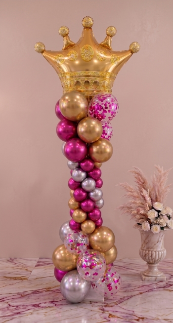 [7ft] Chrome Fuchsia Princess Balloon Tower INDOOR