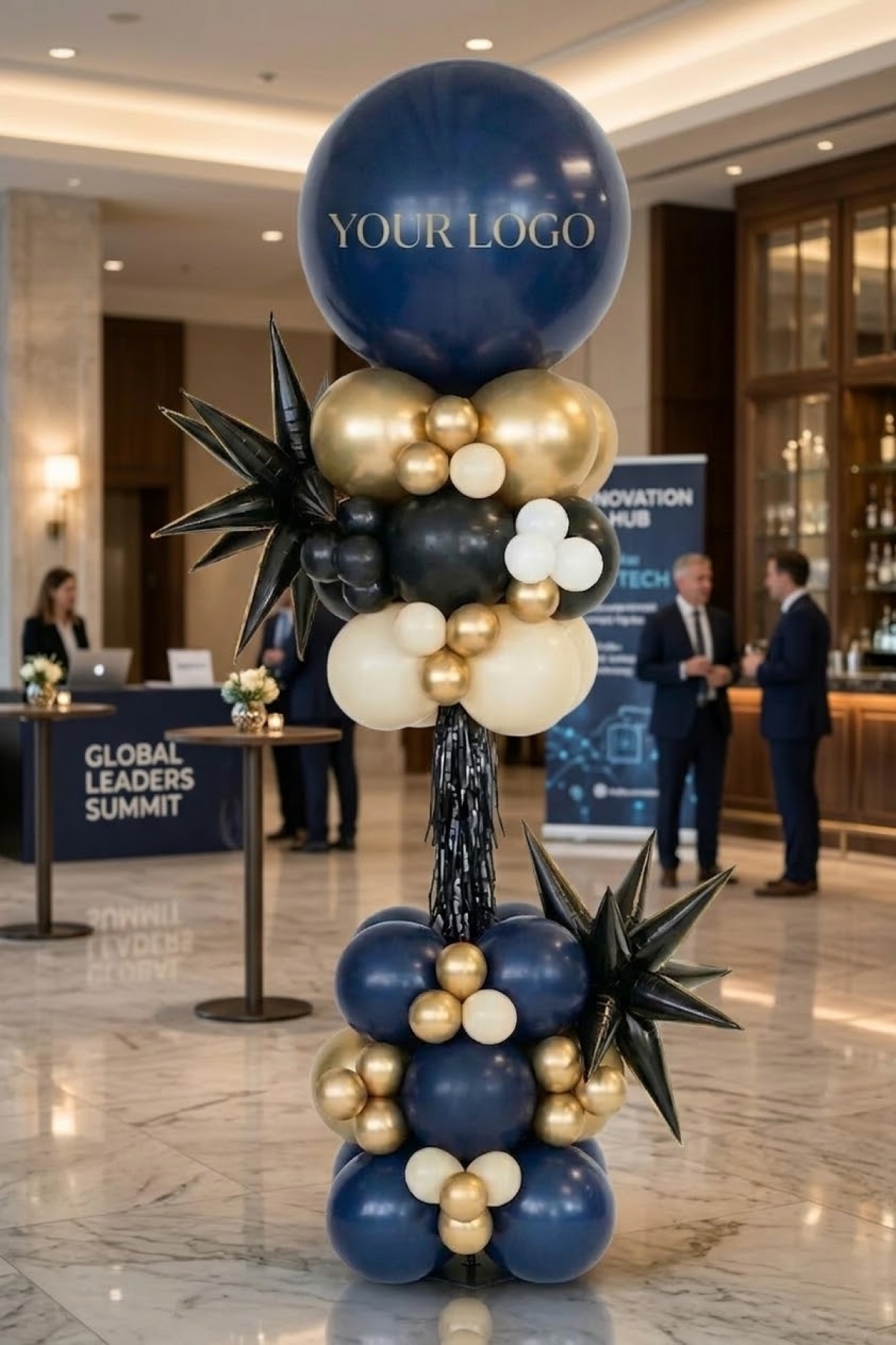 7ft Custom Logo Starburst Balloon Tower