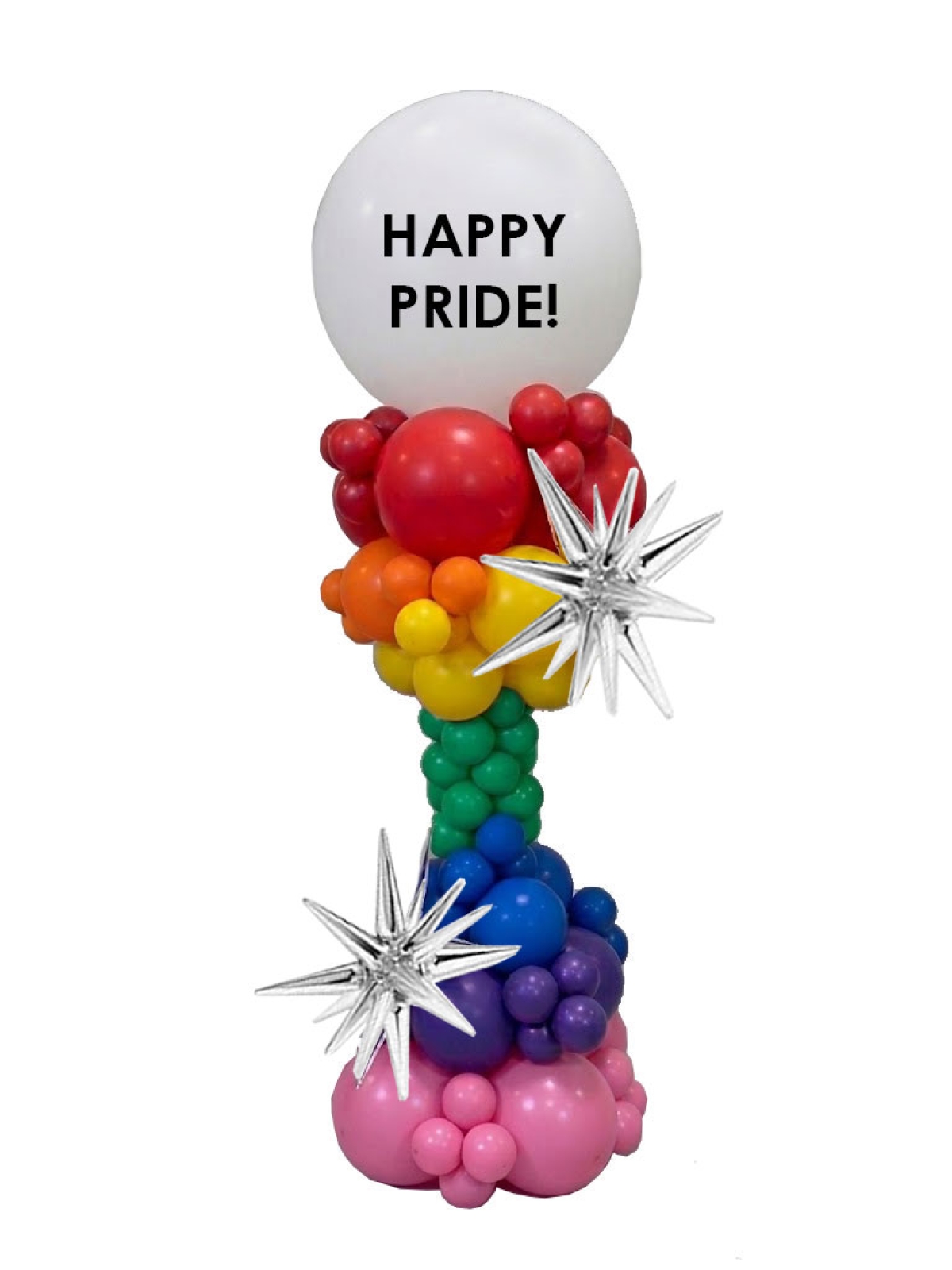 7ft Pride Starburst Rainbow Balloon Tower OUTDOOR
