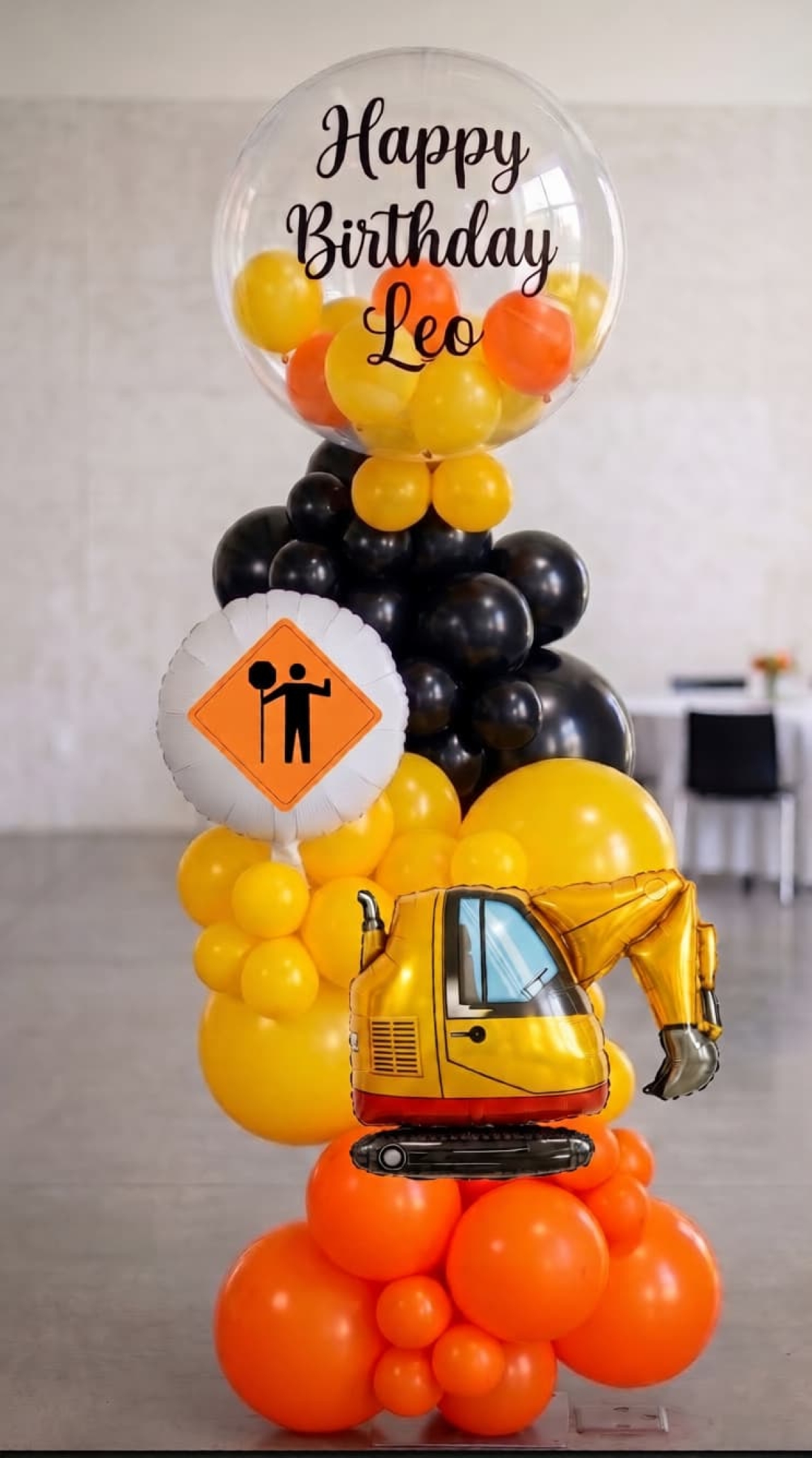 7FT Happy Birthday Custom Message Construction Column Tower INDOOR