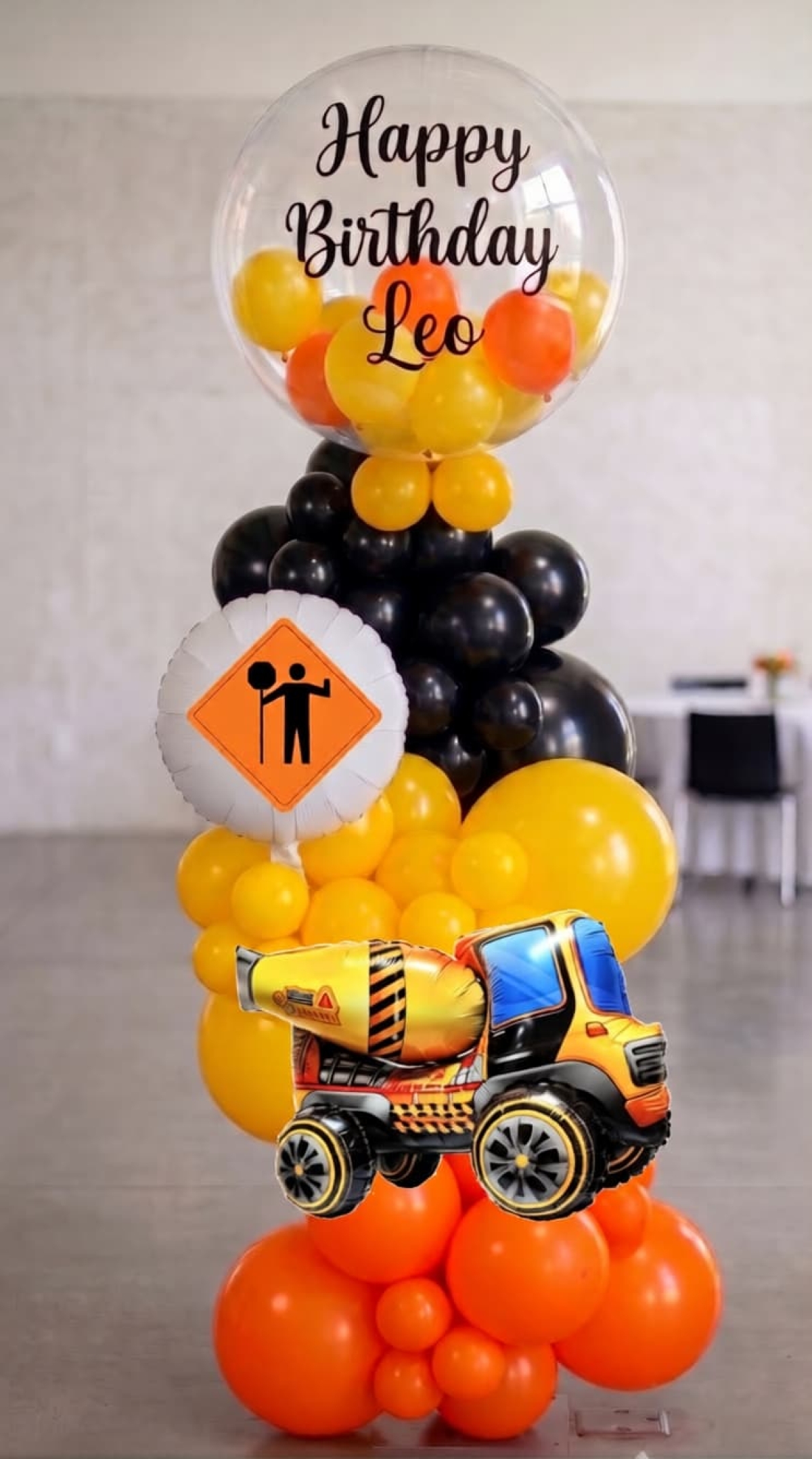 7FT Happy Birthday Custom Message Construction Truck Column Tower INDOOR