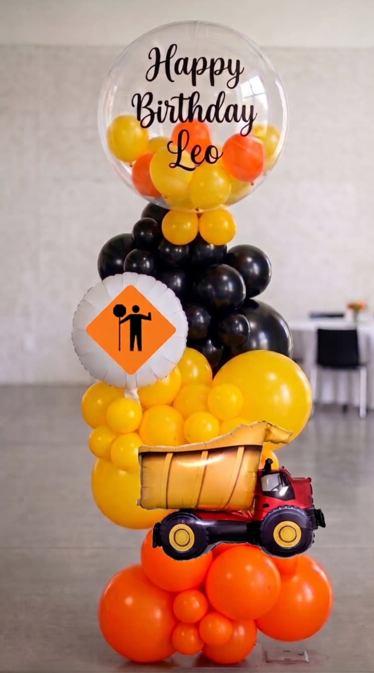 7FT Happy Birthday Custom Message Construction Truck Column Tower INDOOR