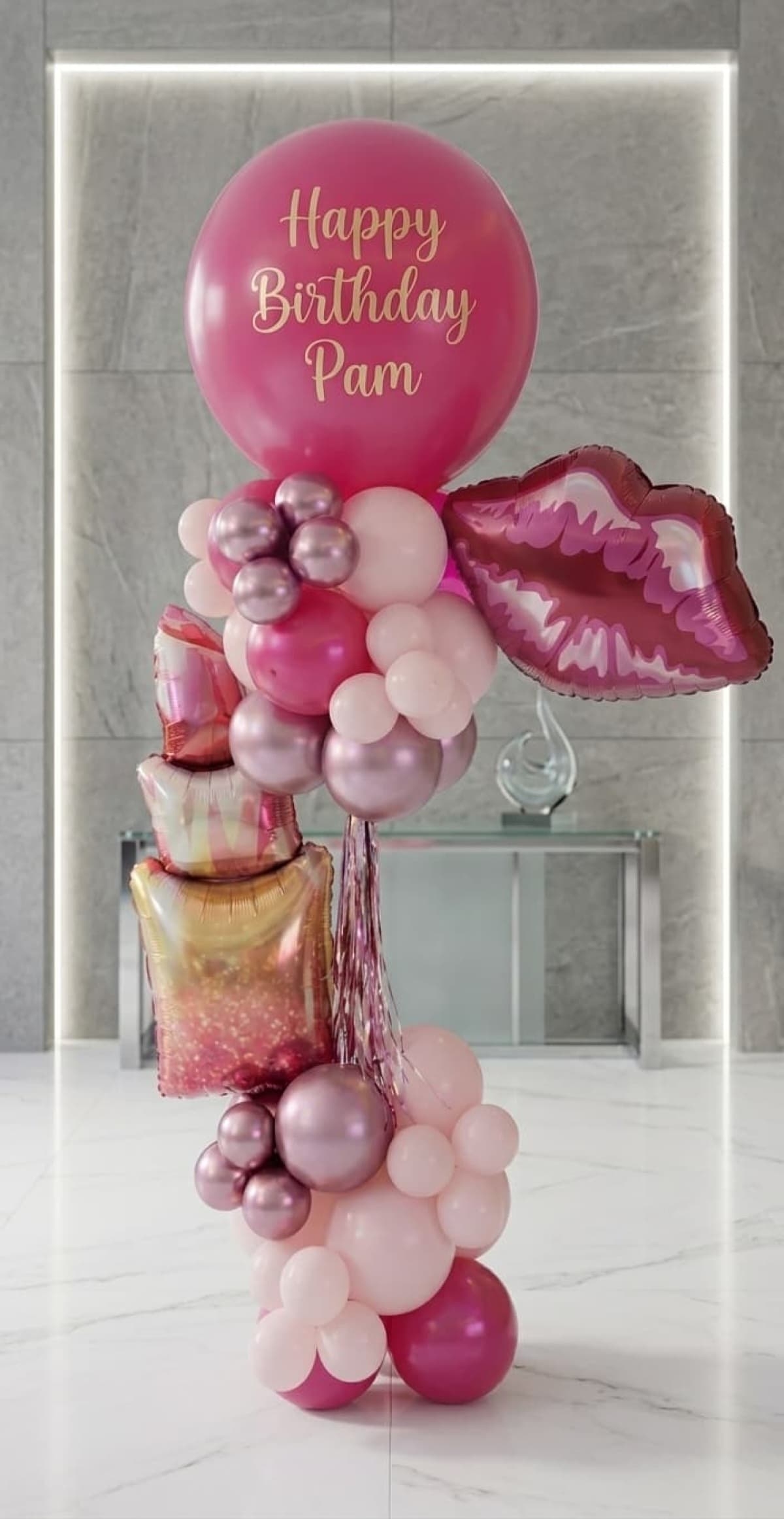 7FT Happy Birthday Custom Message Lipstick Column Tower INDOOR