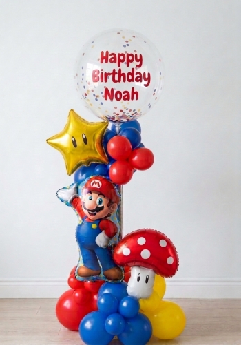 7FT Happy Birthday Custom Message Mario Column Tower INDOOR
