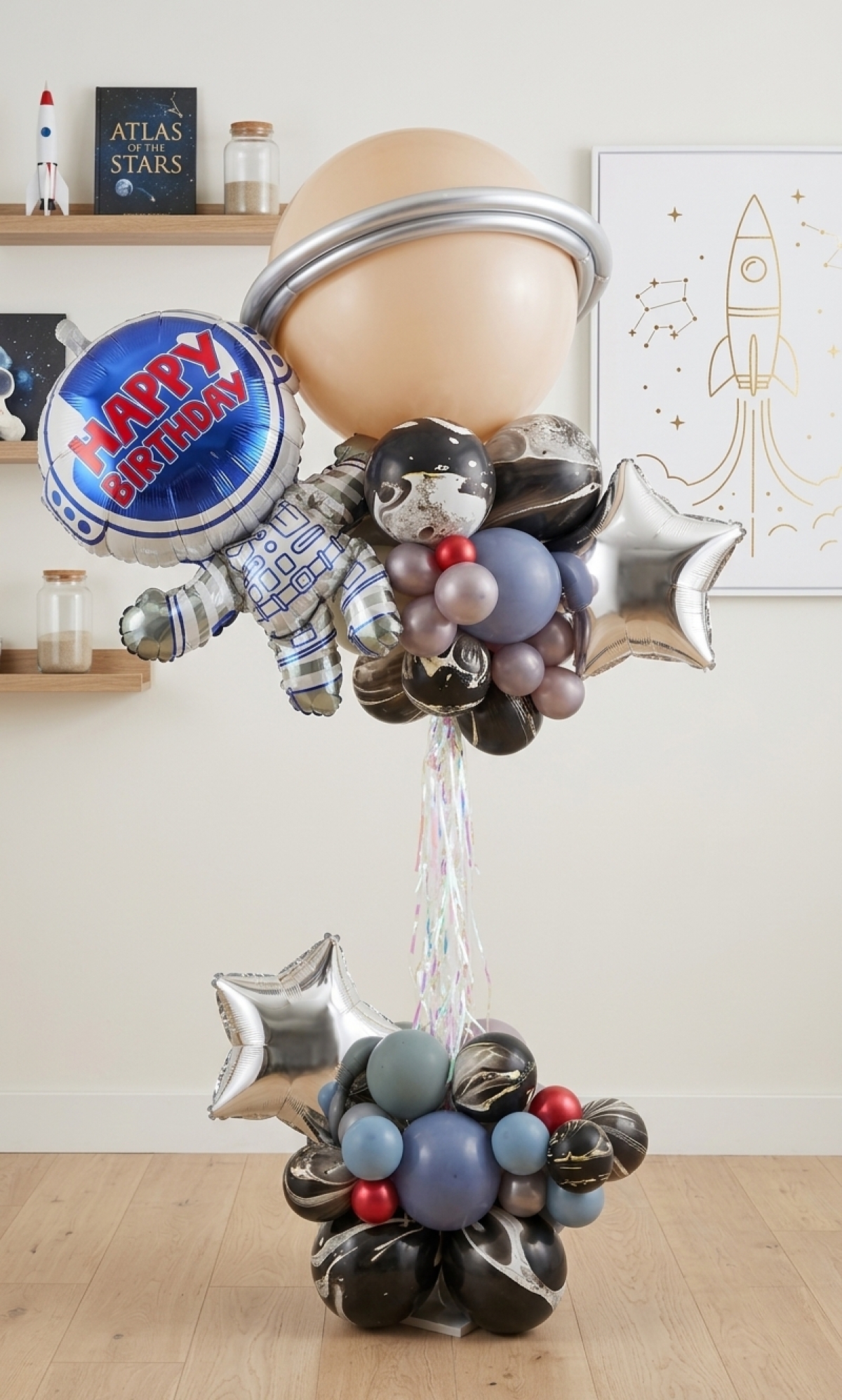 7ft Outer Space Birthday Balloon Tower INDOOR