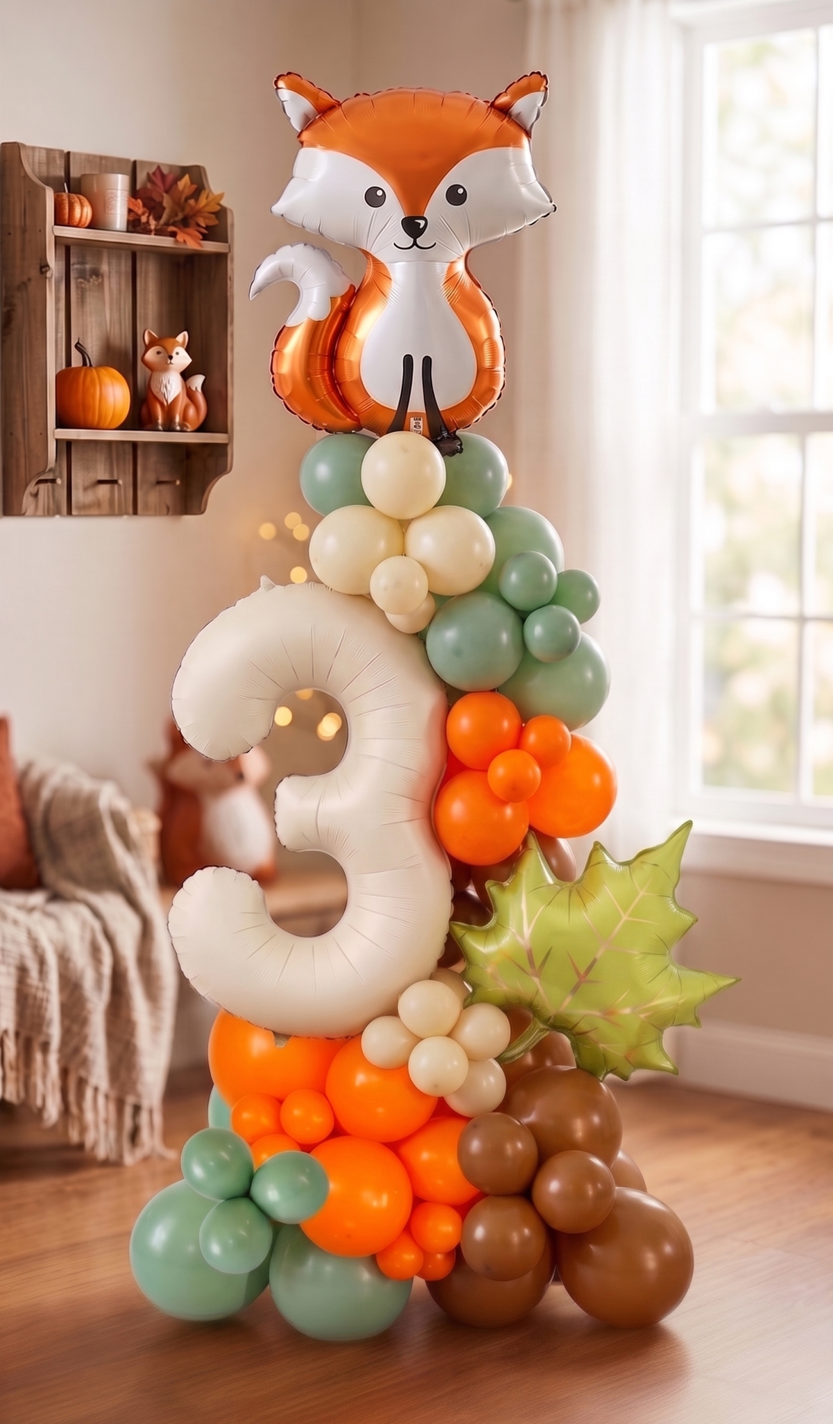 6FT Woodland Critters Fox Fall Birthday Column Tower INDOOR