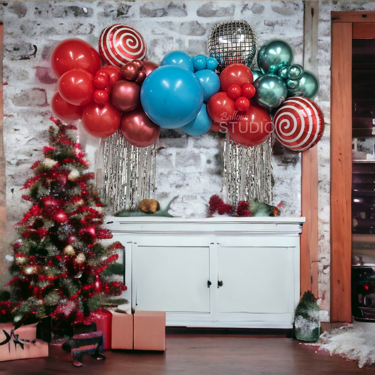 [8FT] Mirrorball Christmas Lollipop Colour Block Balloon Garland