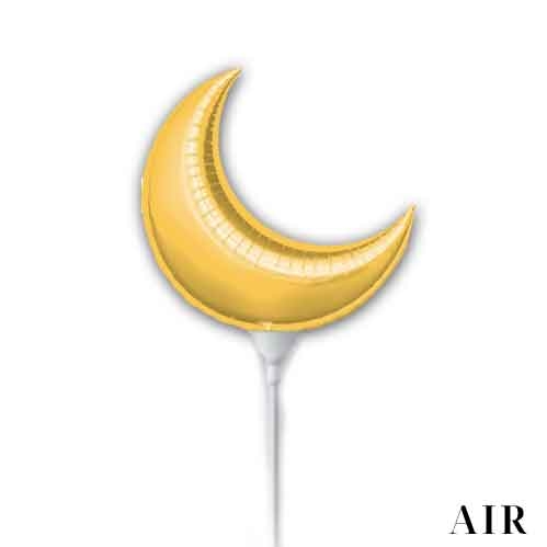 Gold Moon Crescent - 6" Mini Shape Mylar Foil Balloon AIR-FILL