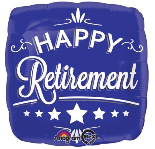 Happy Retirement Blue Square Balloon