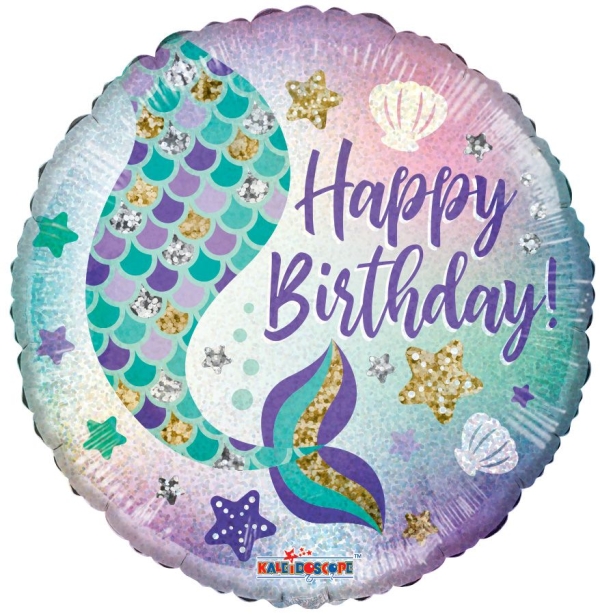 Holographic Birthday Mermaid Balloon