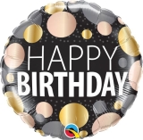 Black and Gold Happy Birthday Balloon 